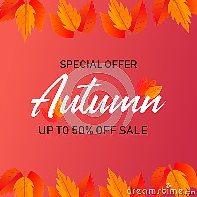 Autumn Sale banner with bright leaves.Vector illustration Vector Illustration