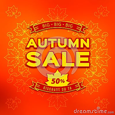 Autumn sale, fall discount and shopping. Typographic badges, special offer Vector Illustration