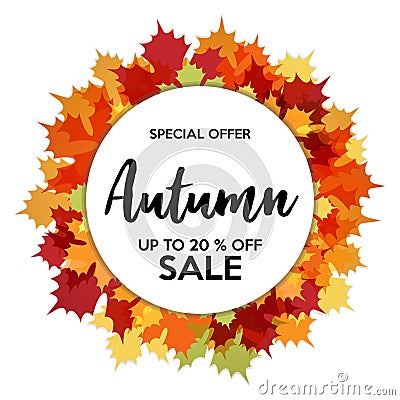 Autumn 20% Sale Off Banner Stock Photo