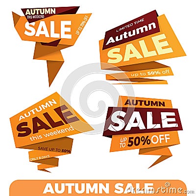 Autumn sale. Sale label price tag banner badge template sticker Vector Illustration