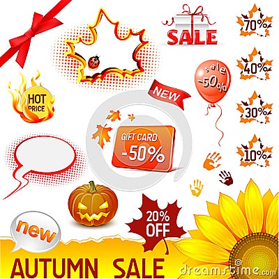 Autumn sale set Vector Illustration