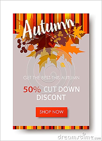 Autumn sale text banners for September shopping promo or 50 aut Vector Illustration