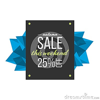 Autumn sale vector banner with low-poly crystals Vector Illustration