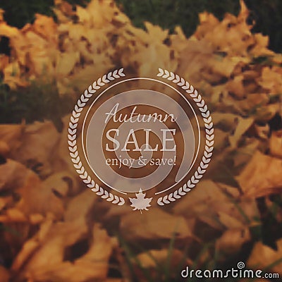 Autumn Sale Vector Banner on Vector Photorealistic Blur Background Stock Photo