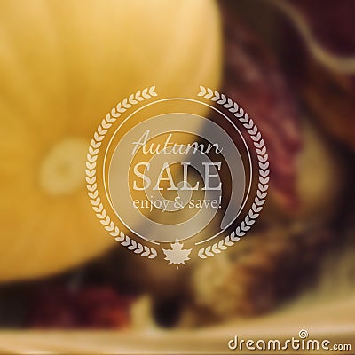 Autumn Sale Vector Banner on Vector Photorealistic Blur Background Stock Photo