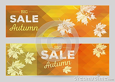 Autumn Sale vector horizontal banners Vector Illustration