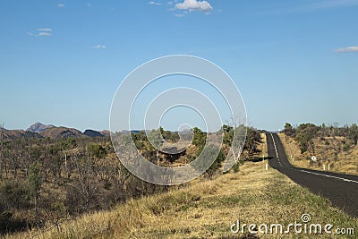 Namatjira Drive with view of West MacDonnell Range Stock Photo