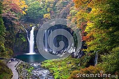 Autumn scene of Shiraito waterfall Stock Photo