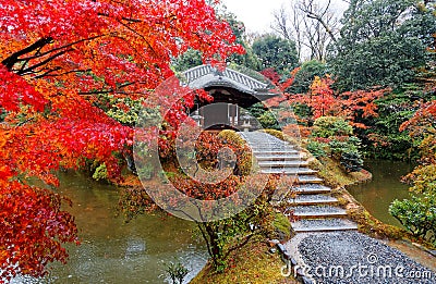 Autumn scenery of a beautiful Japanese garden in Katsura Imperial Villa Royal Palace in Kyoto Japan Stock Photo