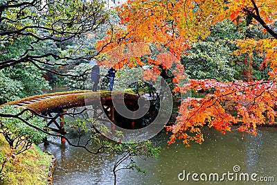 Autumn scenery of a Japanese garden in Katsura Imperial Villa Royal Park in Kyoto Japan Stock Photo