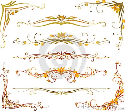 Autumn scroll set Vector Illustration