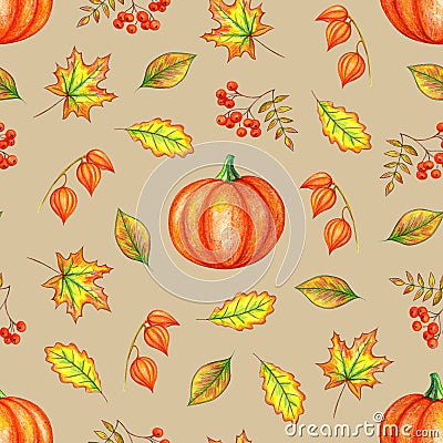 Autumn seamless pattern. Stock Photo