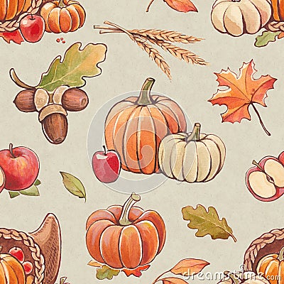 Autumn seamless pattern Cartoon Illustration