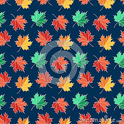 Autumn seamless pattern with maple leaves. Vector background. Vector Illustration