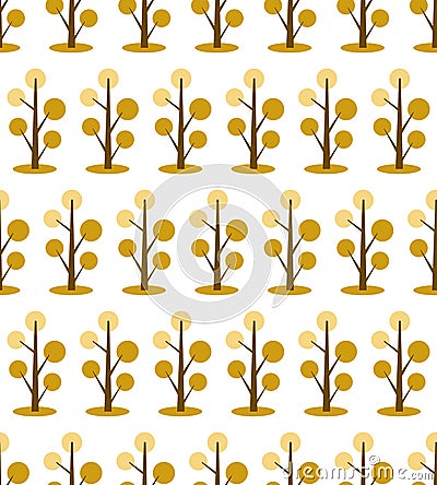 Autumn seamless pattern with trees on white background. autumn greeting cards wallpaper. Vector Illustration