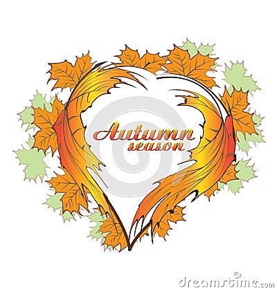 Autumn season heart leafs icon vector design Vector Illustration