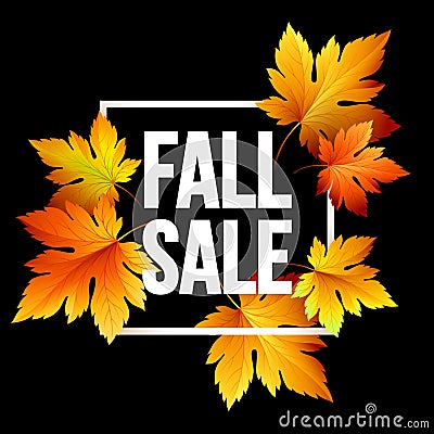 Autumn seasonal sale banner design. Fall leaf. Vector illustration Vector Illustration