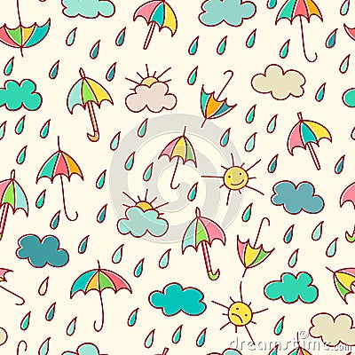 Autumn simless pattern in a childish style Vector Illustration