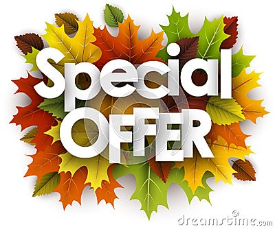 Autumn special offer background with leaves. Vector Illustration