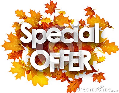 Autumn special offer background with leaves. Vector Illustration