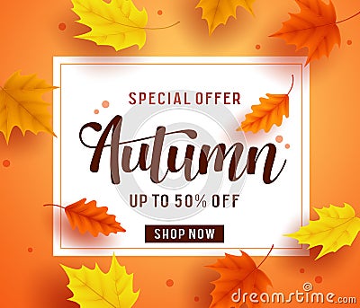 Autumn special offer banner template with white space for text Vector Illustration