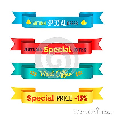 Autumn Special Offer Ribbons Vector Illustration Vector Illustration