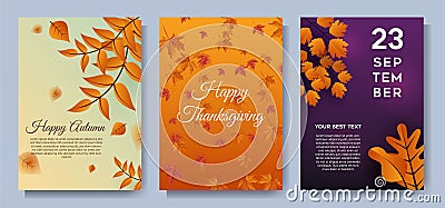 Autumn special offer leaves sale banners or party invitation background Vector Illustration