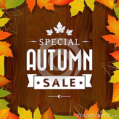 Autumn special sale vintage typography poster on Vector Illustration