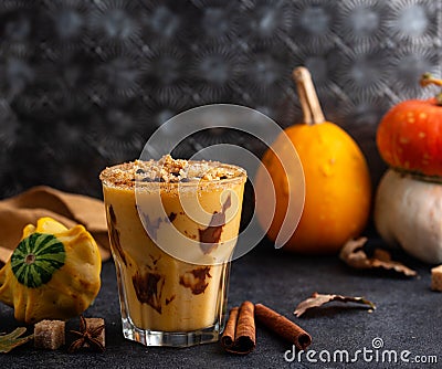 Autumn spiced pumpkin pie smoothie Stock Photo