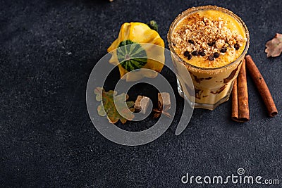 Autumn spiced pumpkin pie smoothie Stock Photo