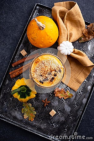 Autumn spiced pumpkin pie smoothie Stock Photo