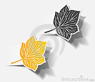 Autumn sticker realistic object shadow leaf set Vector Illustration