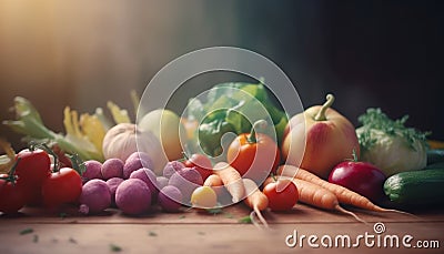 fruits and vegetables autumn still life Cartoon Illustration