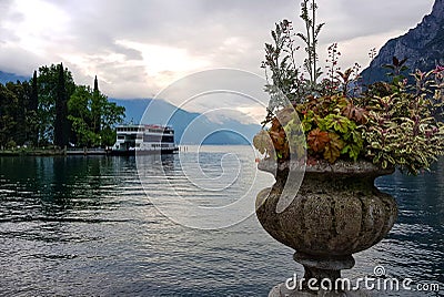 Autumn still life on Garda lake Stock Photo