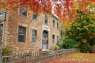 Autumn Stone House Editorial Stock Photo