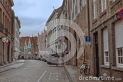 Autumn street in Brugge Editorial Stock Photo