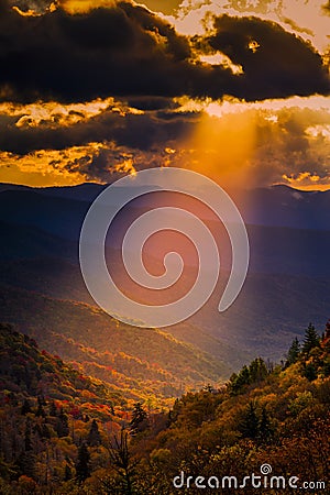 Autumn Sunrise in the Smokies Stock Photo