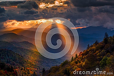 Autumn Sunrise in the Smokies Stock Photo