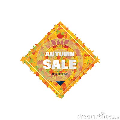 Autumn Super Sale banner with leaves. Vector Illustration