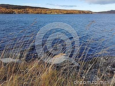 Autumn in Sweden, lake in Ostersund Stock Photo