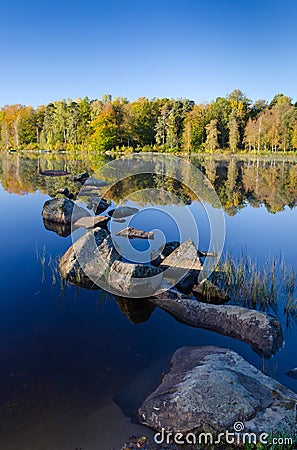 Autumn Swedish reflections Stock Photo