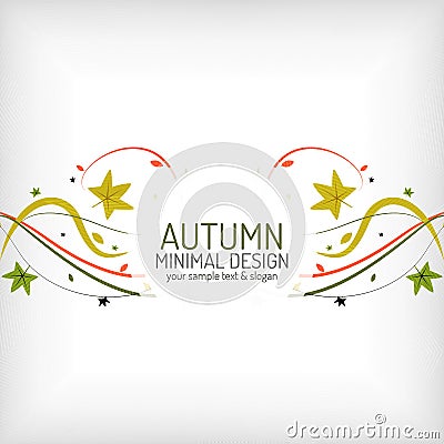 Autumn swirl, plant and leaves, minimal Vector Illustration