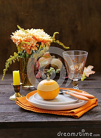 Autumn table setting Stock Photo