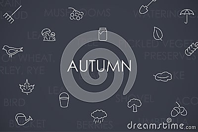 Autumn Thin Line Icons Vector Illustration