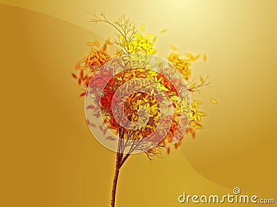 Autumn tree Cartoon Illustration