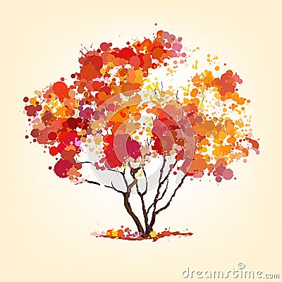 Autumn tree of blots Vector Illustration
