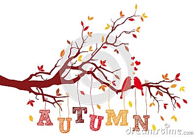 Autumn tree branch, vector Vector Illustration