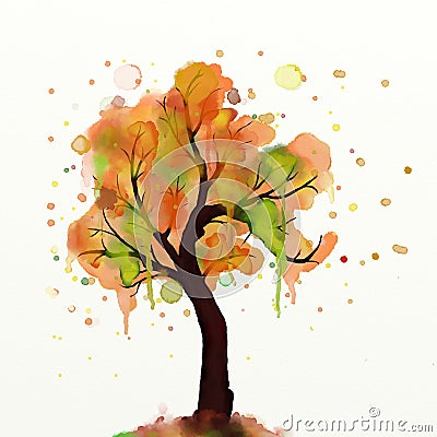 Autumn tree painting Stock Photo