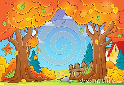 Autumn tree theme composition 1 Vector Illustration