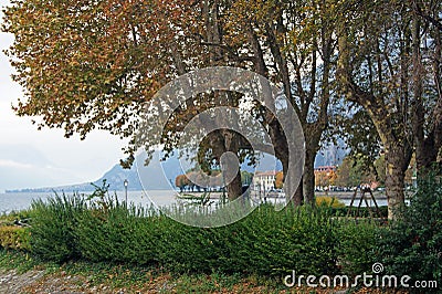 Italy; landscape of lake Como in autumn Stock Photo